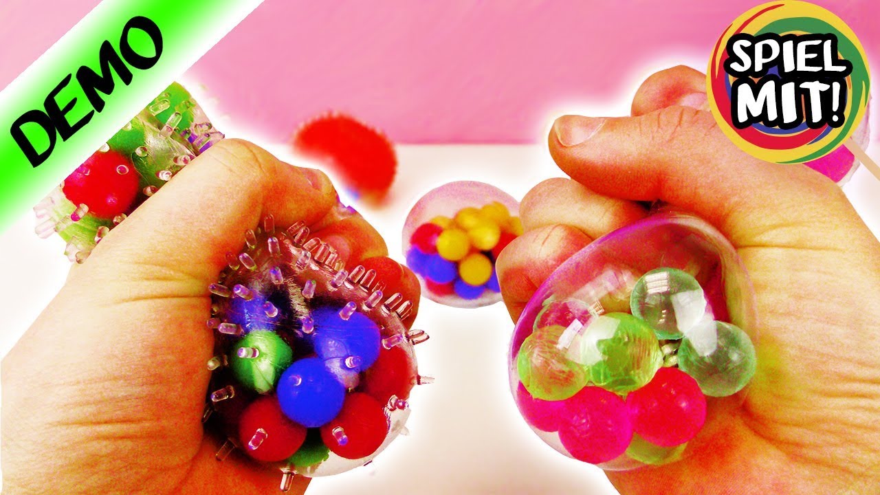 4 NEUE ANTI STRESS BÄLLE mit leuchtenden LED Gel Orbeez Perlen | DNA Squishy Antistressball im Test