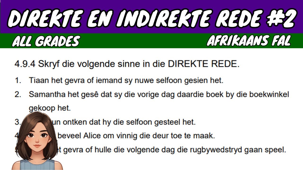 Direkte en Indirekte Rede #2 | Grade 12 Afrikaans