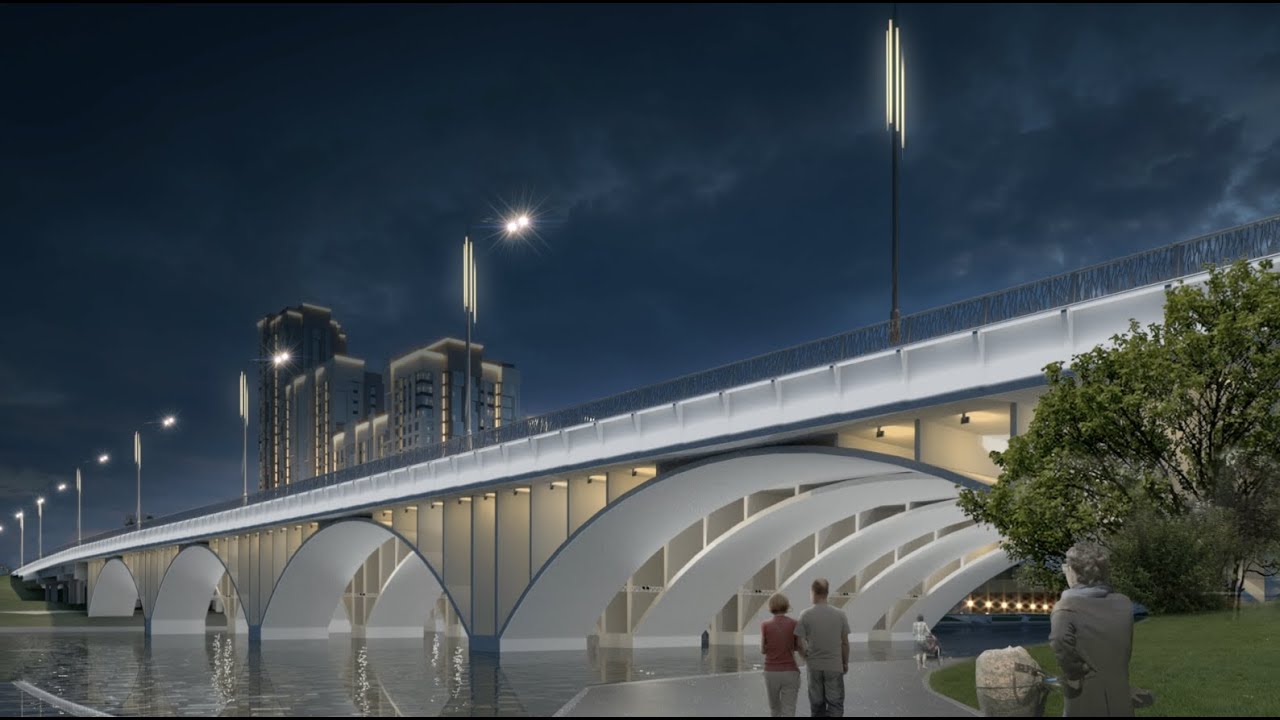 Вечерний образ Макаровского моста в Екатеринбурге