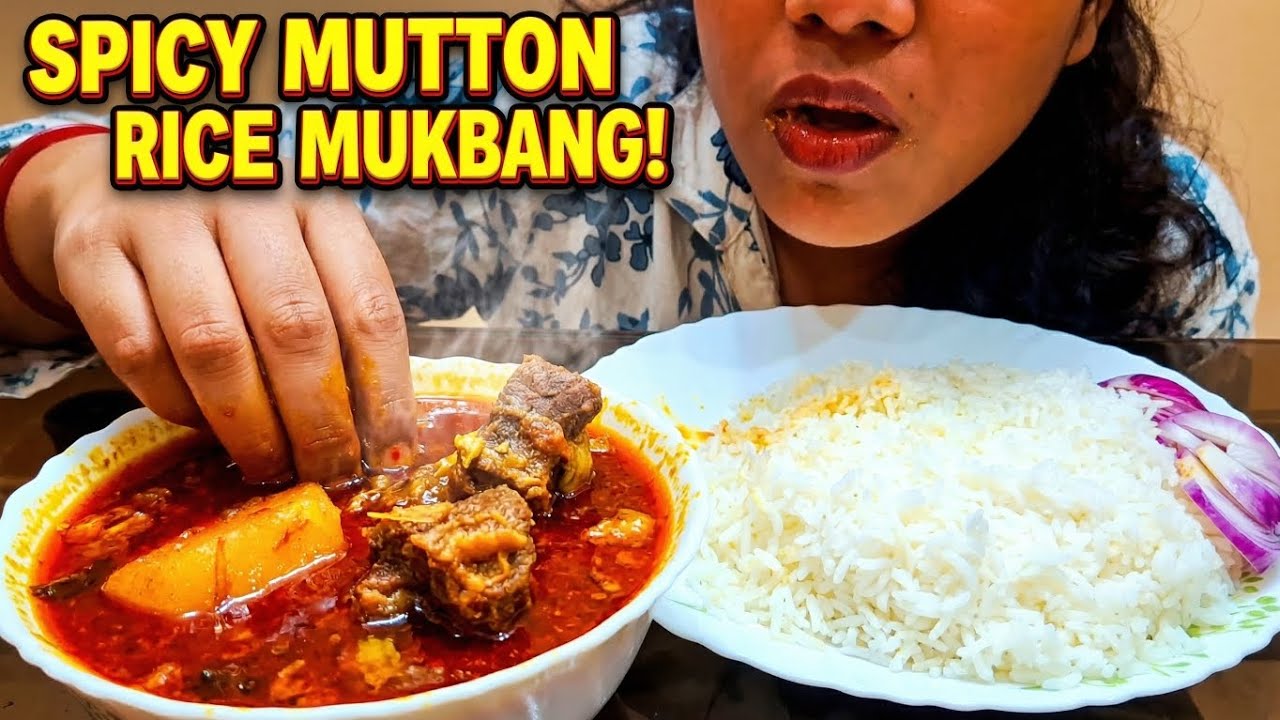 Juicy Mutton Curry with Rice Mukbang | Food Lover Mukbang