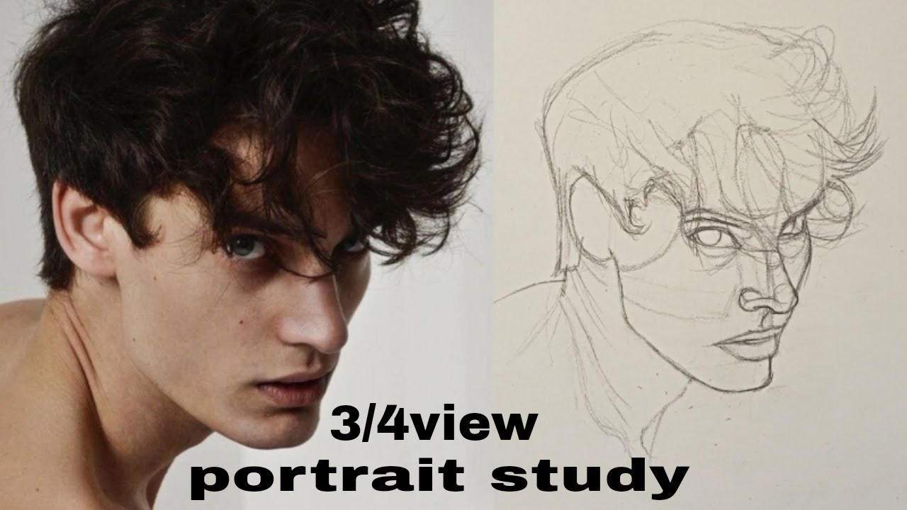 How to draw a portrait using Loomis method_3/4view