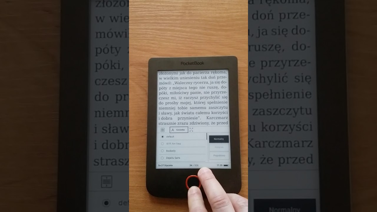 PocketBook Basic Lux - ustawienia czcionki