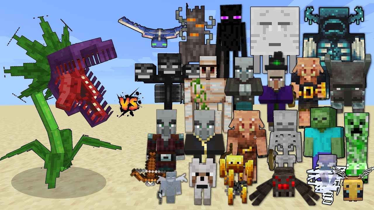 Foliaath (Mowzie's Mobs) vs Every mob in Minecraft - Foliaath vs All mobs - Minecraft Mob Battle