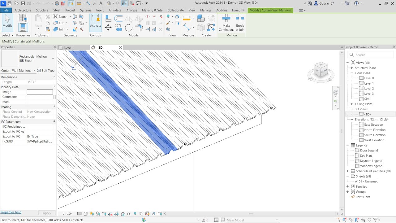 Corrugated metal sheet roof | Revit