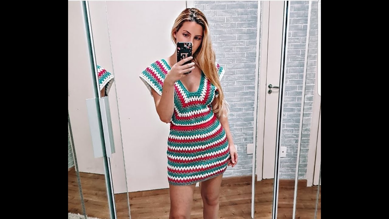Vestido crochê colorido - Destro - Parte 1