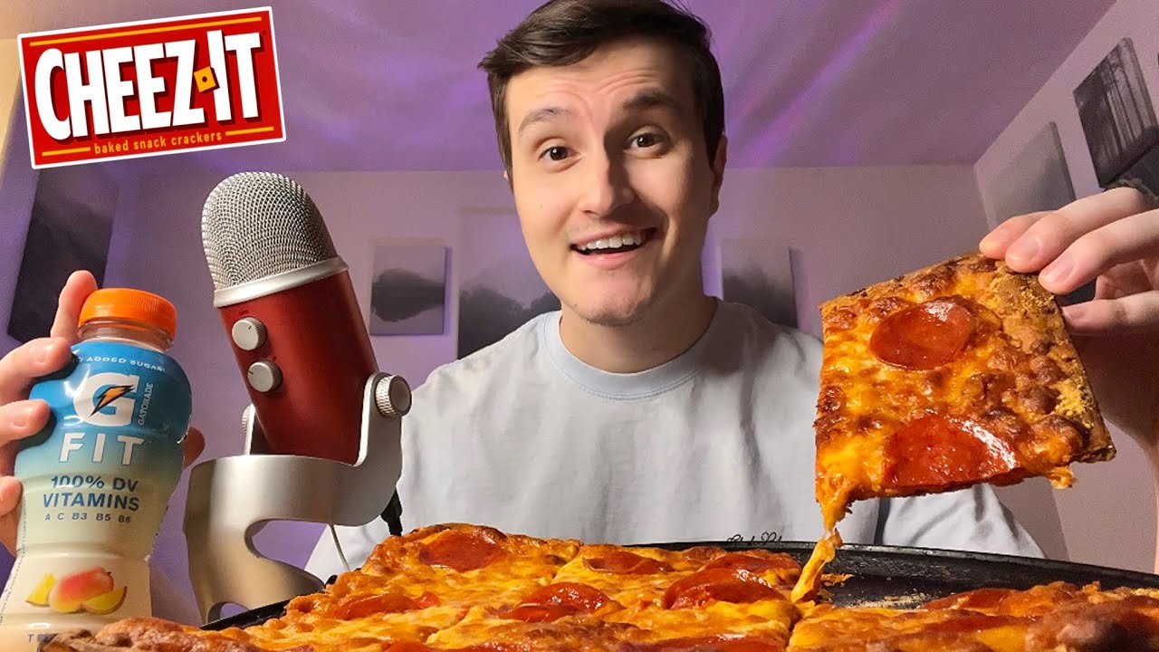 ASMR | NEW CHEEZ-IT PIZZA MUKBANG 🍕 (eating sounds + whisper rambles)