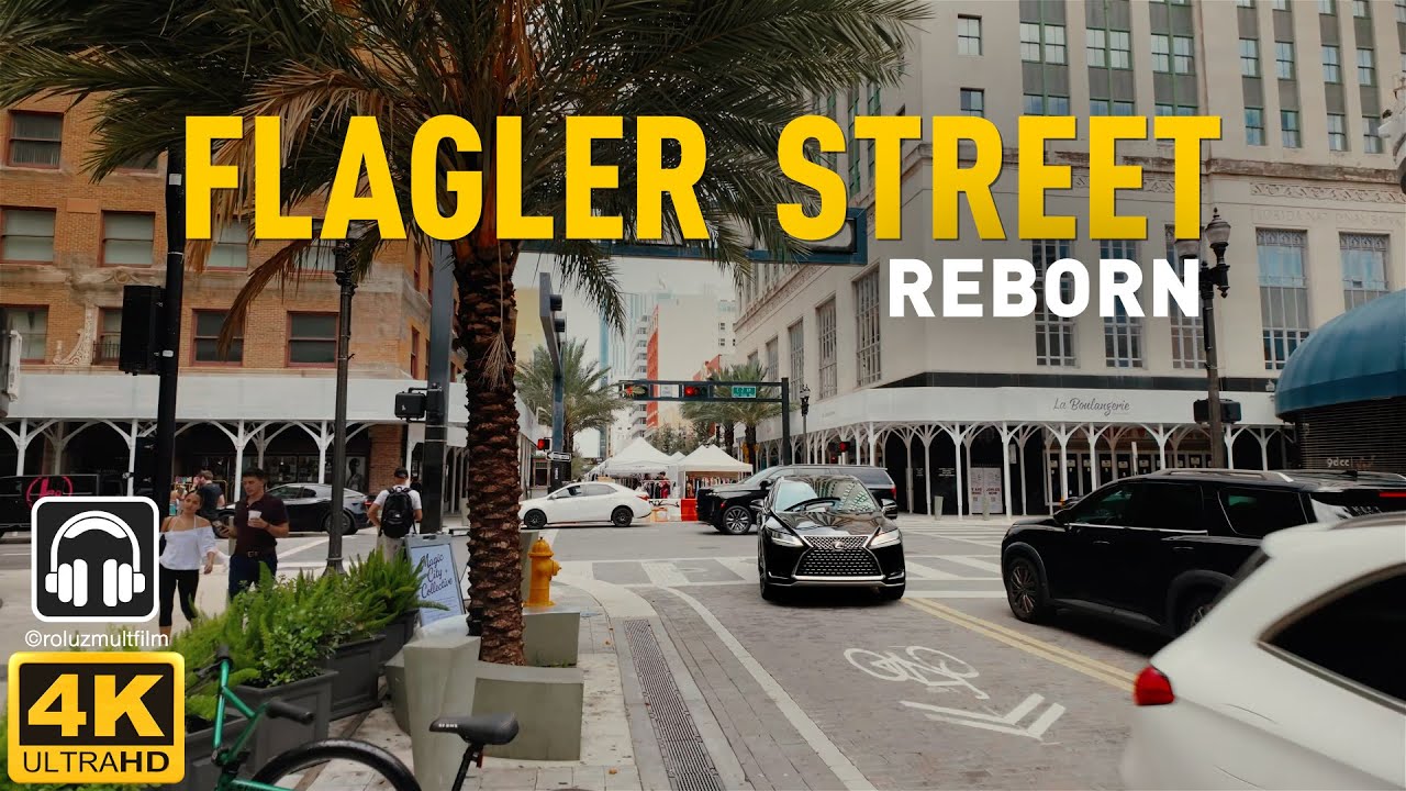 MIAMI’S FLAGLER STREET REBORN - A RAINY WALK THROUGH THE NEW DOWNTOWN [4K]