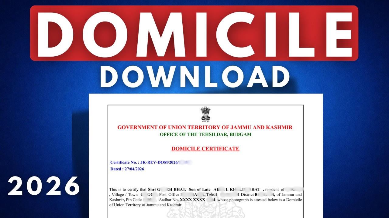 J&K Domicile Certificate Download 2026 🔥 | How to Download Domicile Certificate JK Online