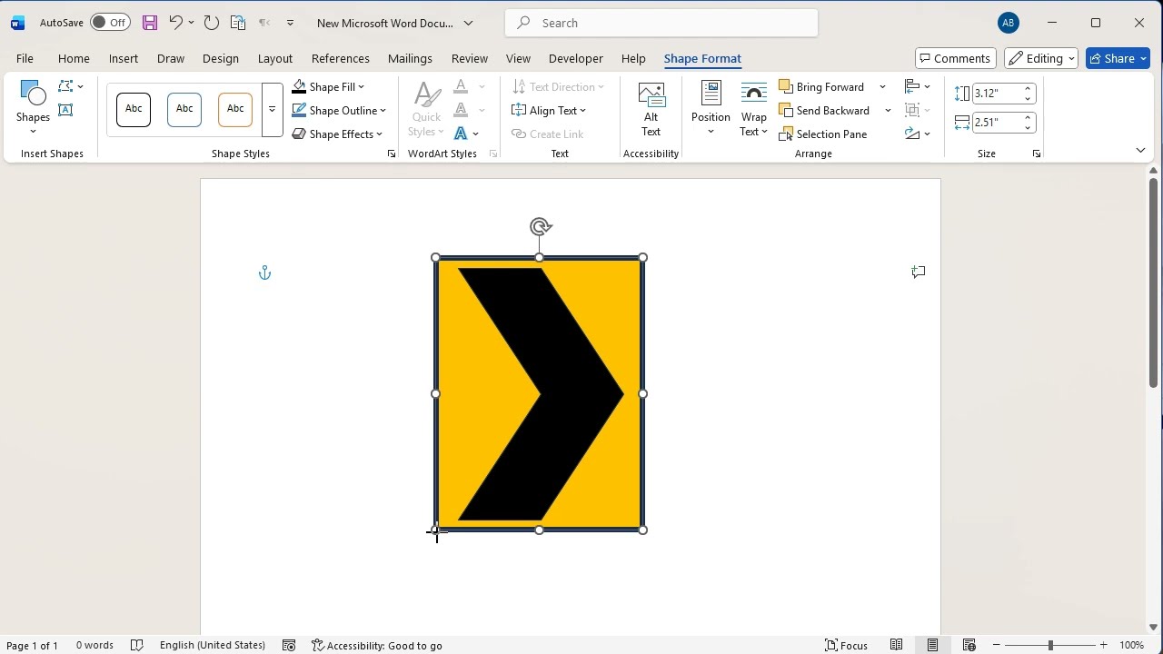 How to create chevron road sign in word