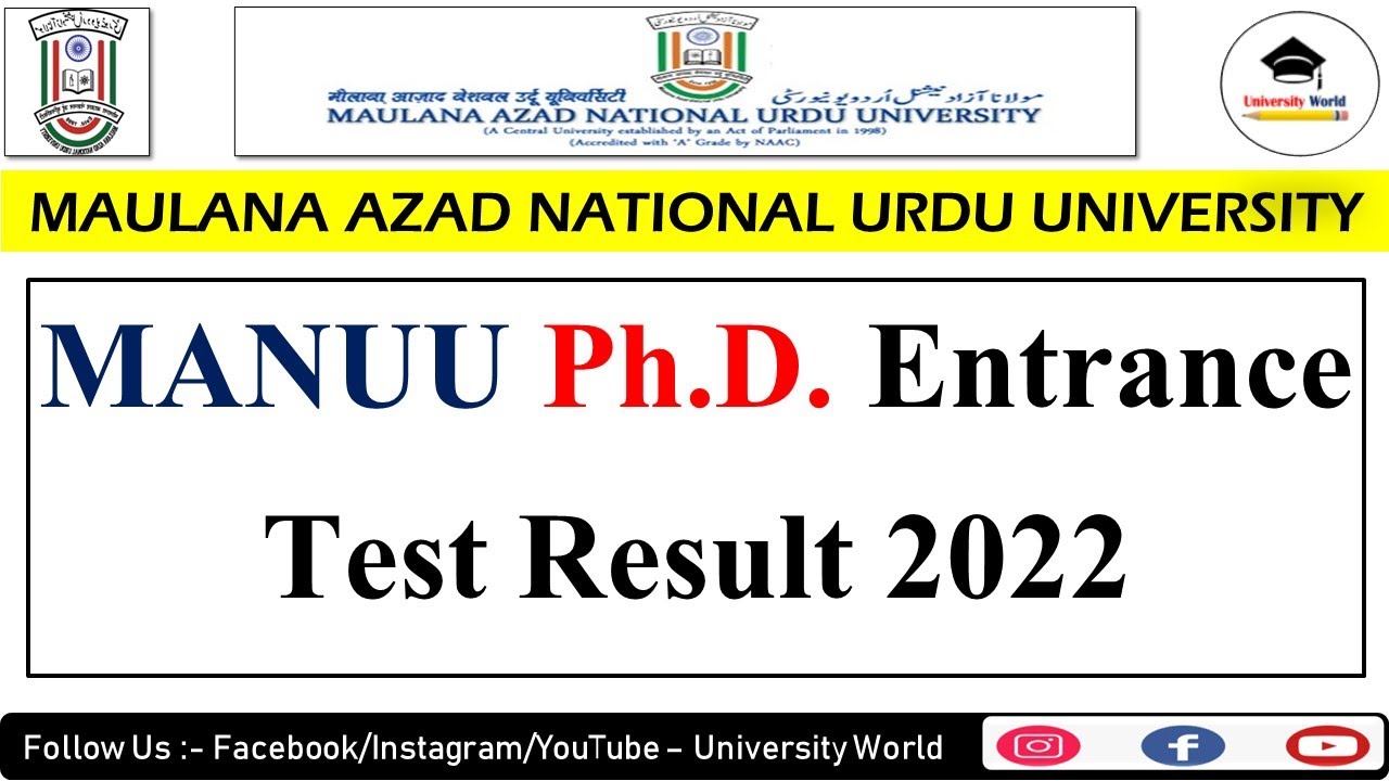Manuu Ph.D Entrance Test Result 2022 || Ph.D. Result 2022 || Education, Physics || @UniversityWorld