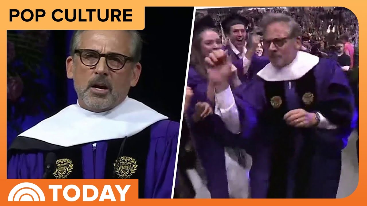 See Steve Carell Delivers Commencement, Dances With Grads