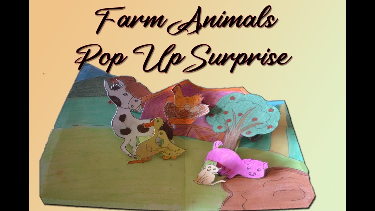 Farm Animals Surprise Pop Up card - Create from Scratch DIY for Kids and Beginners - Fun Activities
