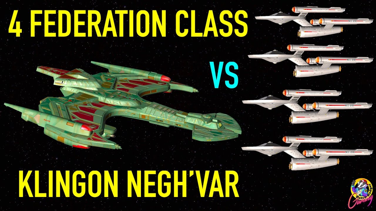 4 Federation Class VS Klingon Negh'Var - Both Ways - Star Trek Starship Battles