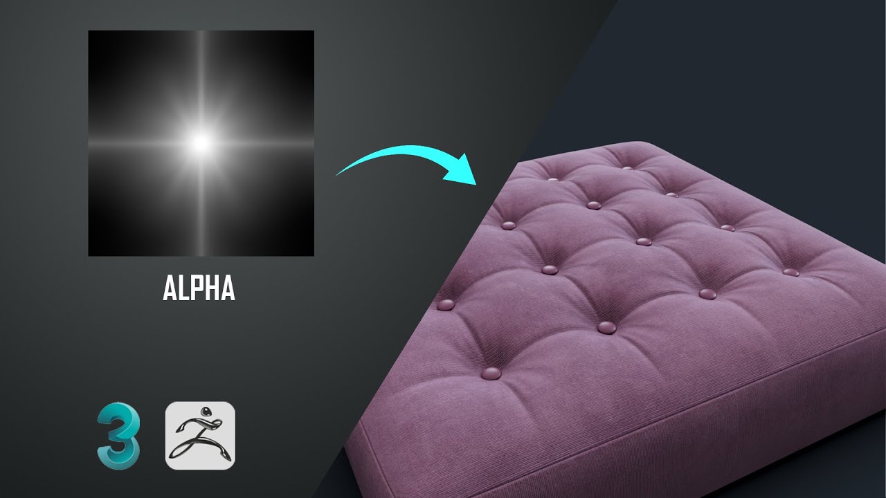 3dsMax and Zbrush - QuickTip Using Alphas Sofa Capitone