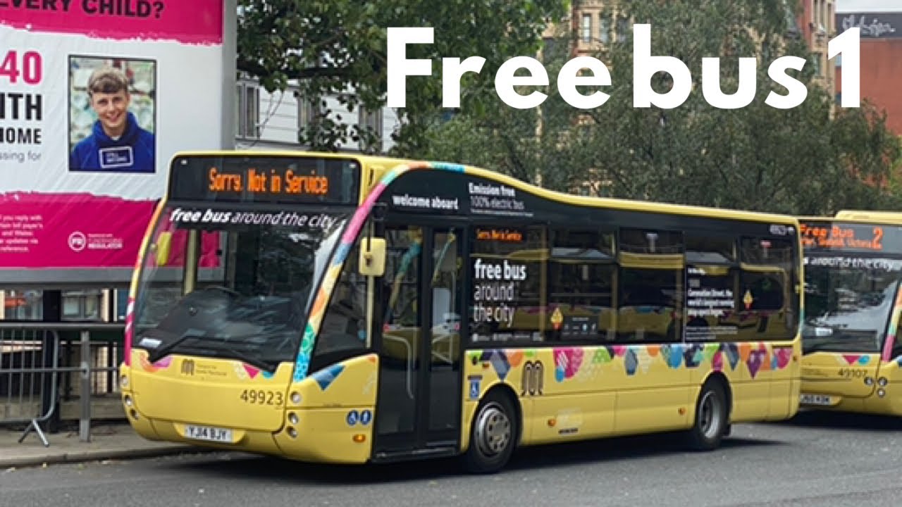 Full route Free bus 1 Manchester tfgm(gnw)