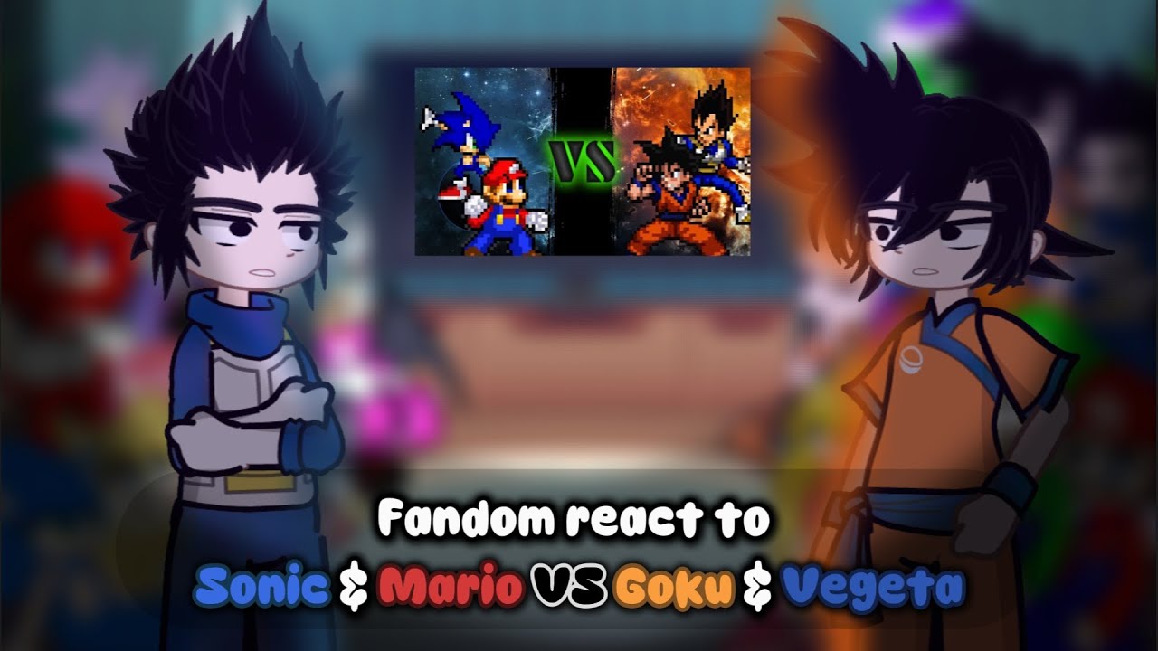 Fandom react to Mario and Sonic vs Goku and Vegeta || 