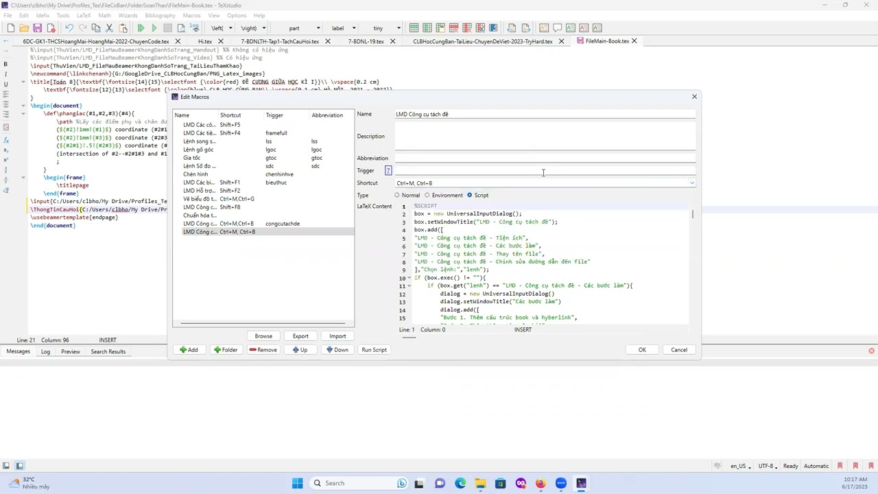 Latex - Tạo Macro trong Texstudio