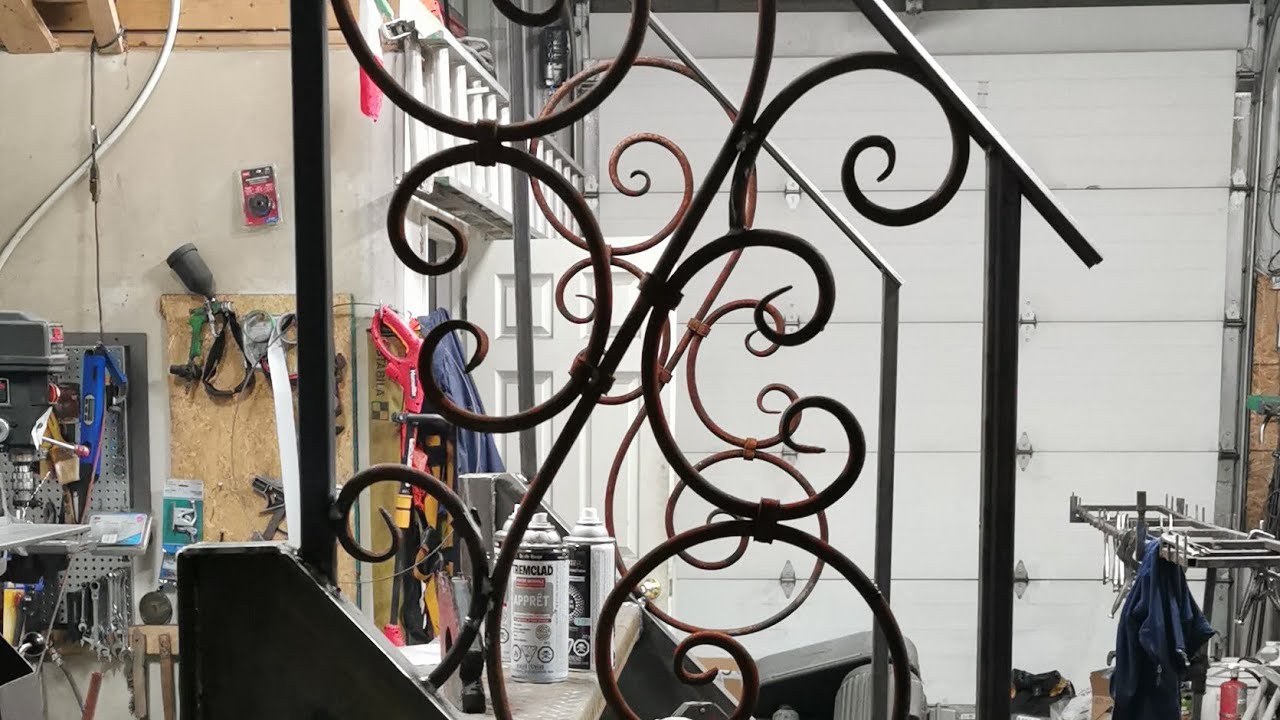 Iron Staircase With Decorative Iron Railings