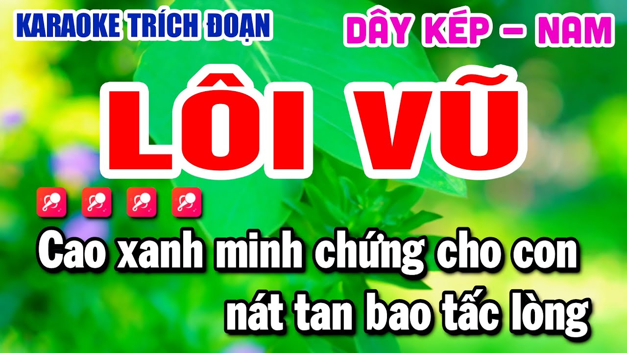 Karaoke Trích Đoạn Tân Cổ - LÔI VŨ ( Dây Kép ) Beat Chuẩn | Huỳnh Lê