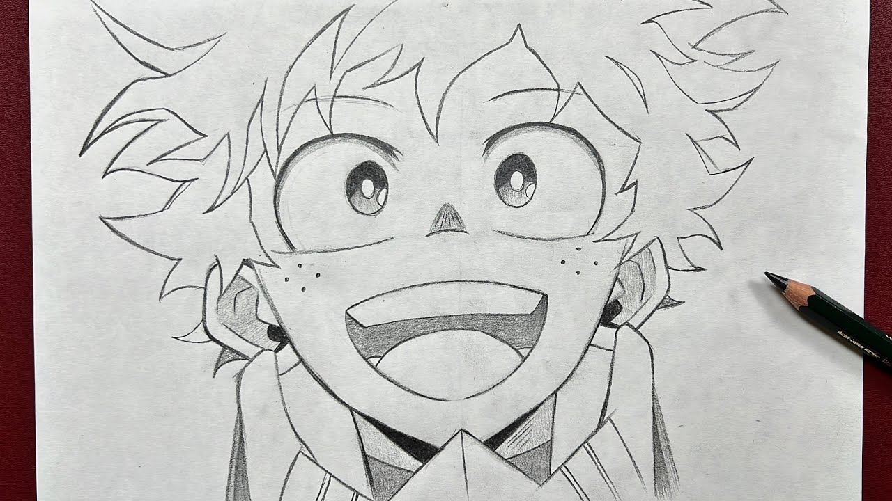 How to draw deku happy face step-by-step | How to draw midoriya easy steps