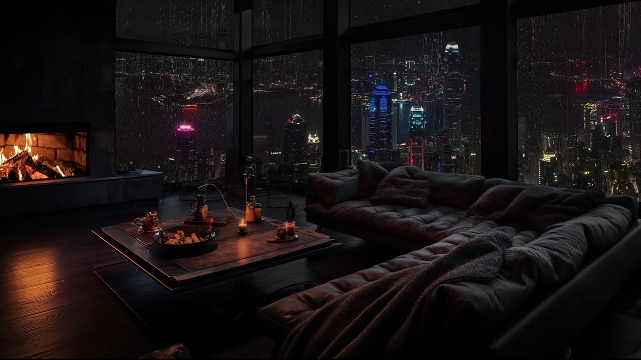 Relájese en una acogedora habitación escuchando el sonido de la lluvia