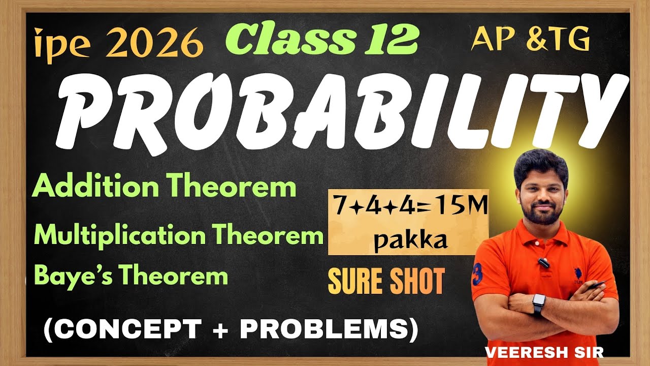 PROBABILITY Addition ,Multiplication & Baye's Theorems -Problems. Most repeated Questions Maths 2A