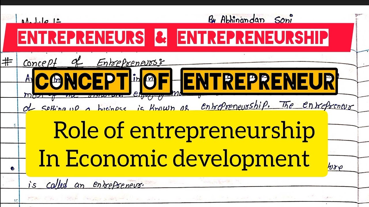 What is Entrepreneur and Entrepreneurship  Concept  Role of Entrepreneurship in Economic Development