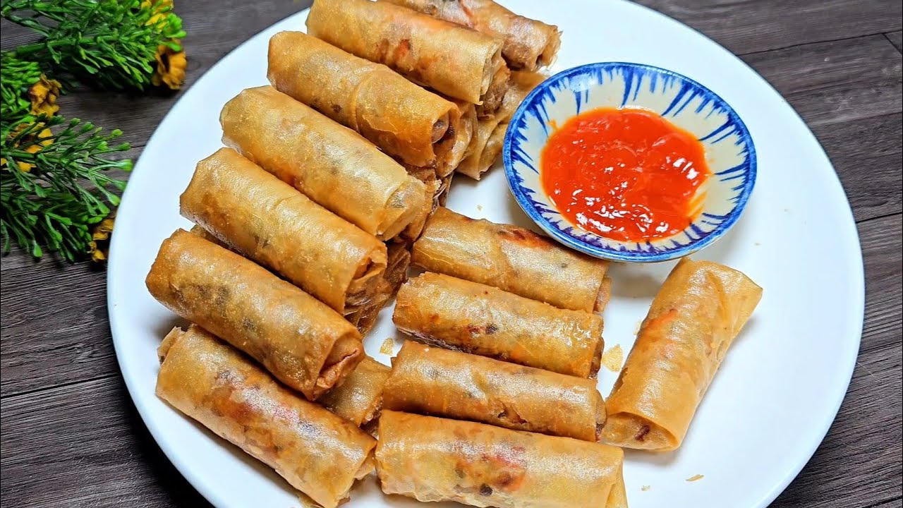 C&aacute;ch l&agrave;m CHẢ GI&Ograve; gi&ograve;n l&acirc;u kh&ocirc;ng bị ướt v&agrave; c&aacute;ch g&oacute;i chả gi&ograve; đẹp đều nhất  - m&oacute;n ngon ng&agrave;y tết