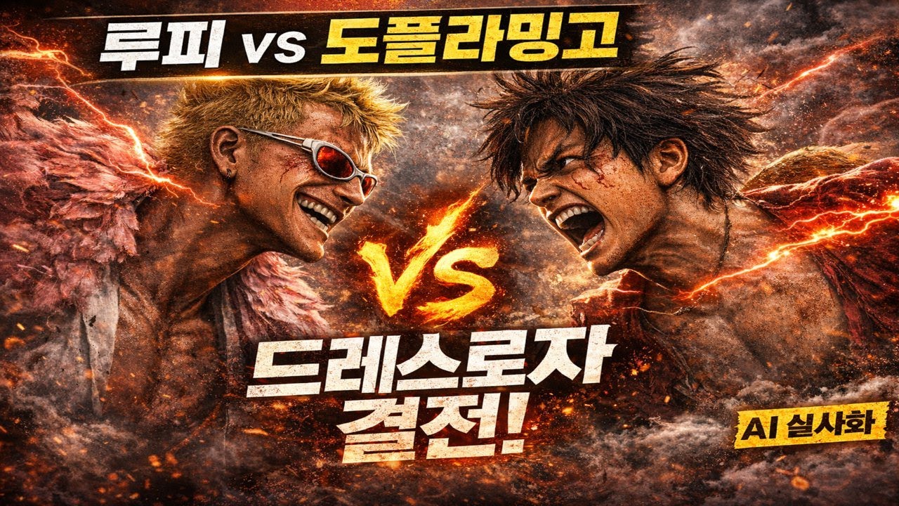 원피스 드레스로자 결전｜루피 vs 도플라밍고 (AI 실사화 전투)