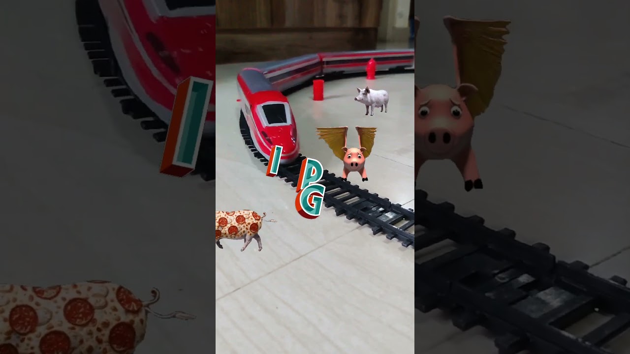 Metro Train is coming fast and Pigs are crossing the railway track | Cartoon Video 