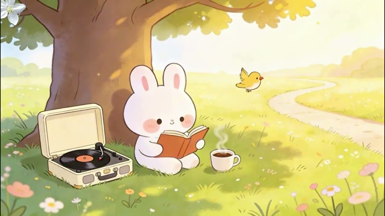 Study With Me 📖 Relaxing Park Vibes & Cute Bunny Lofi