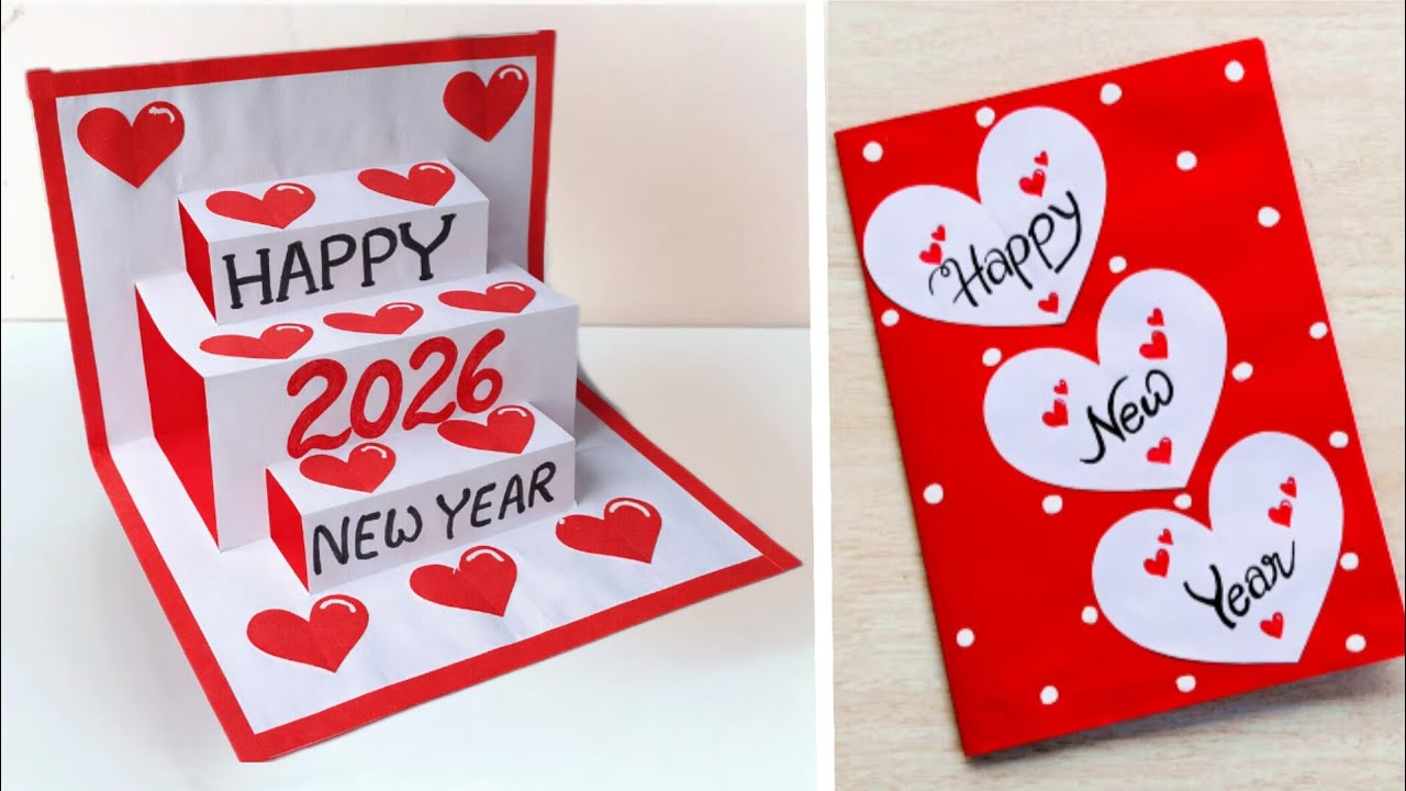 DIY New year Special greeting card 2026 // Happy New year pop-up card making