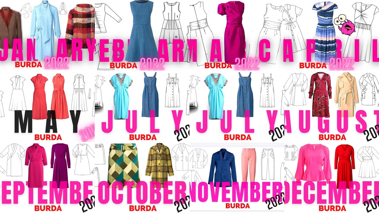 ALL Burda 2022 Line Drawings with Classical Music | Sewing Inspiration for Your Sewing Plans