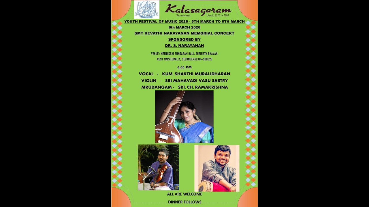 Day 2 - Kalasagaram l Youth Festival of Music -2026 l Smt.Revathi Narayanan Memorial Concert l LIVE
