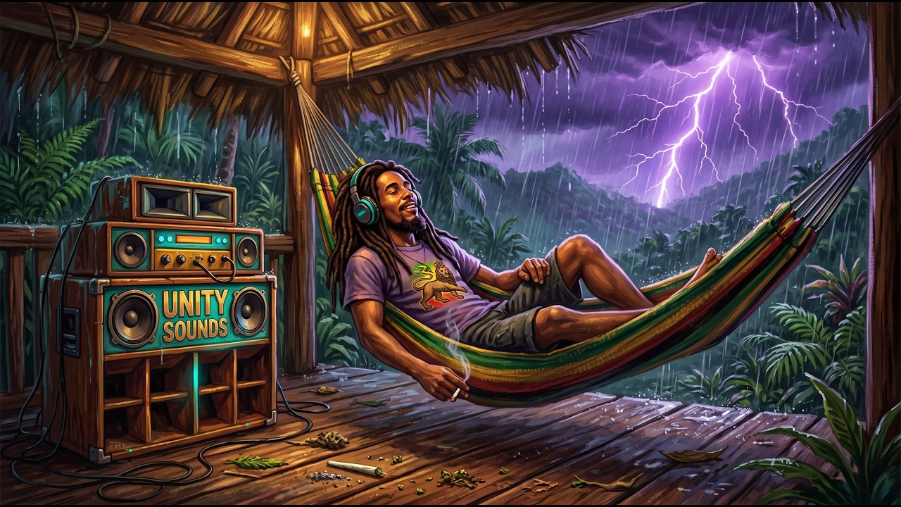 Storm & Soul 🌧️⚡ Deep Roots Reggae Vibes    Relaxing Dub Bass, Rain & Thunder Meditation