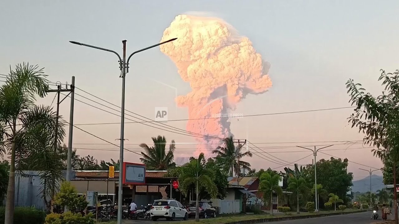 Indonesia's Mount Lewotobi Laki Laki volcano erupts, unleashing towering mushroom-shaped ash cloud