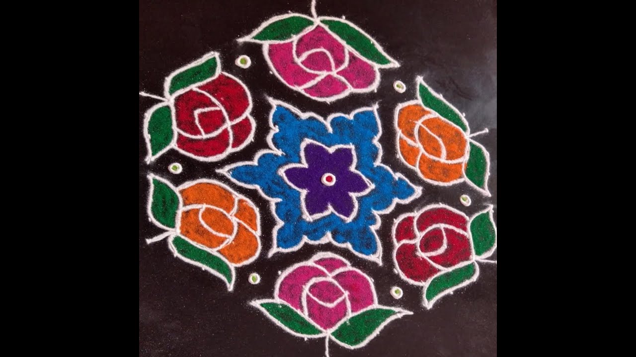 15 to 8 dot Rangoli Design ll Rose flower Rangoli design ll easy and simple kolam ll Muggulu pattern