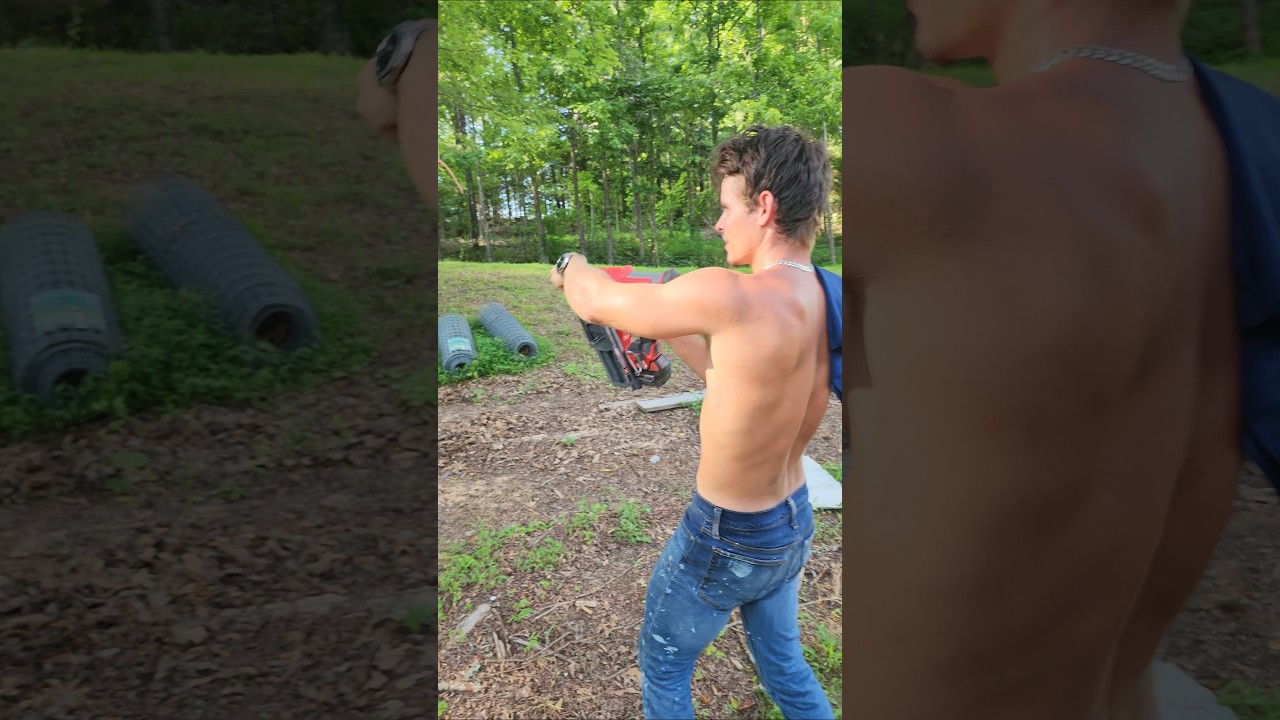 Target practicing with Milwaukee nail gun