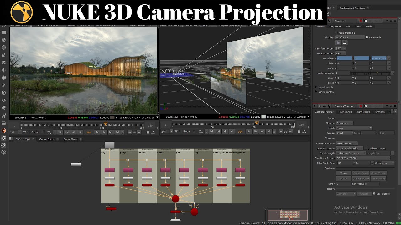 3D camera projection in NUKE