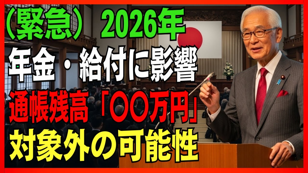 【緊急注意】2026年、日本でも対象外が続出？通帳の残高次第で給付が受けられないケースが増えています｜1960年前後生まれ必見#年金#2026年年金#高齢者年金