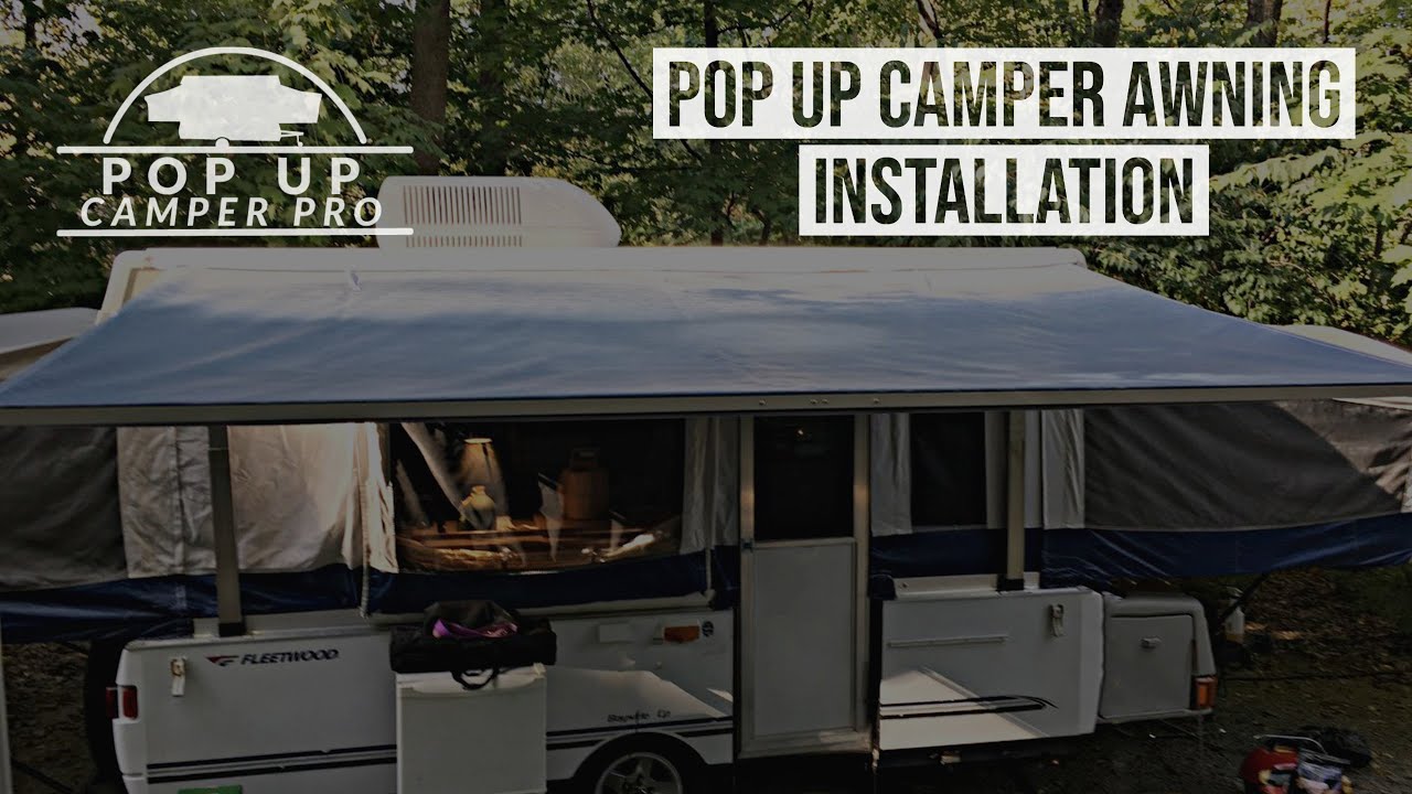 Assembly and installation of a pop up camper bag awning