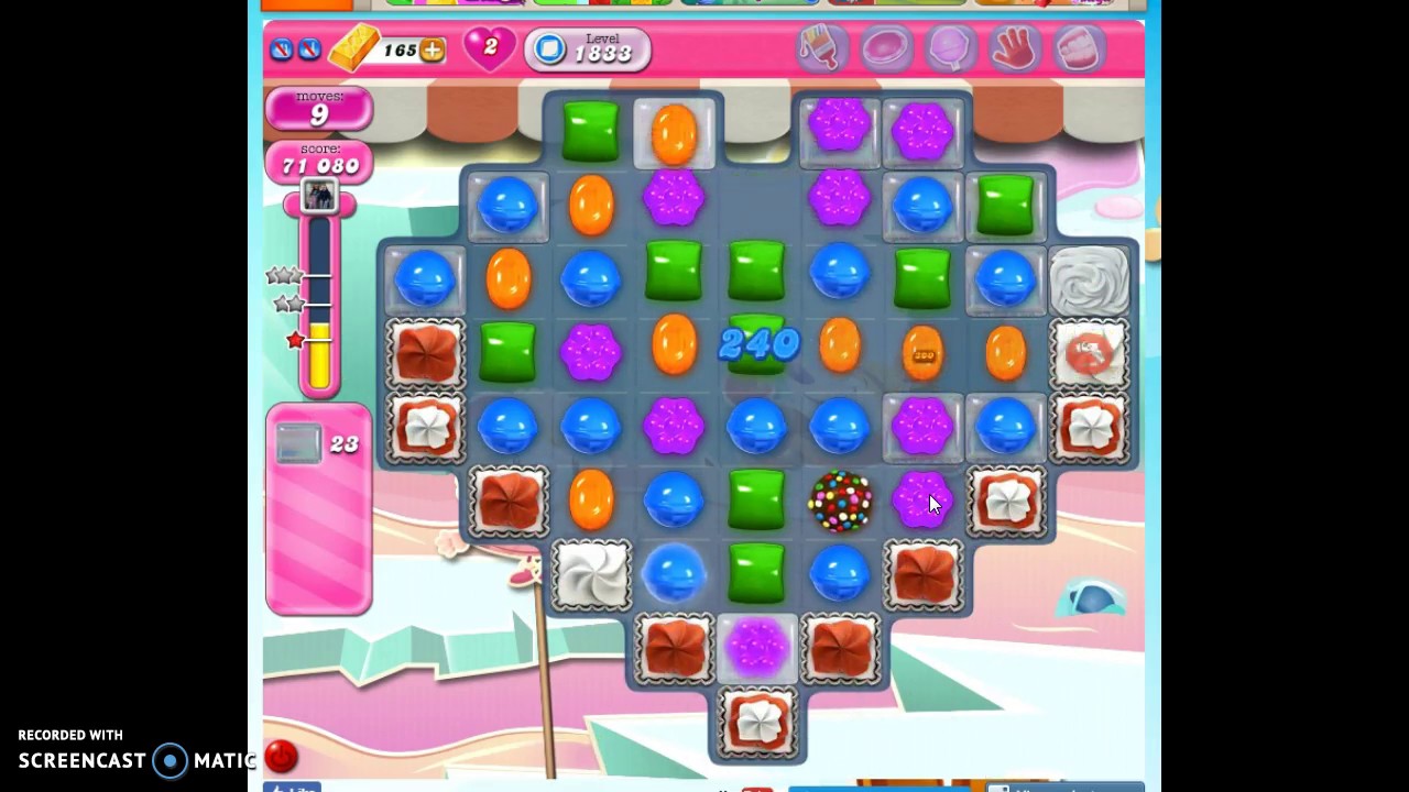 Candy Crush Level 1833 help w/audio tips, hints, tricks