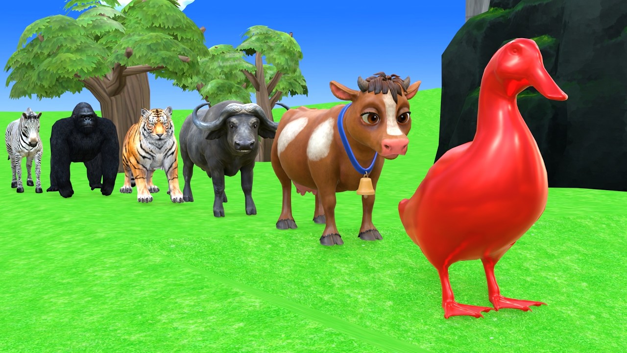 Long Slide Game With Cow Elephant Gorilla Hippopotamus Tiger 3d Animal Game Funny 3d Animals