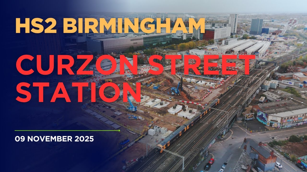 Gliding over HS2 Curzon Street Station, November 2025