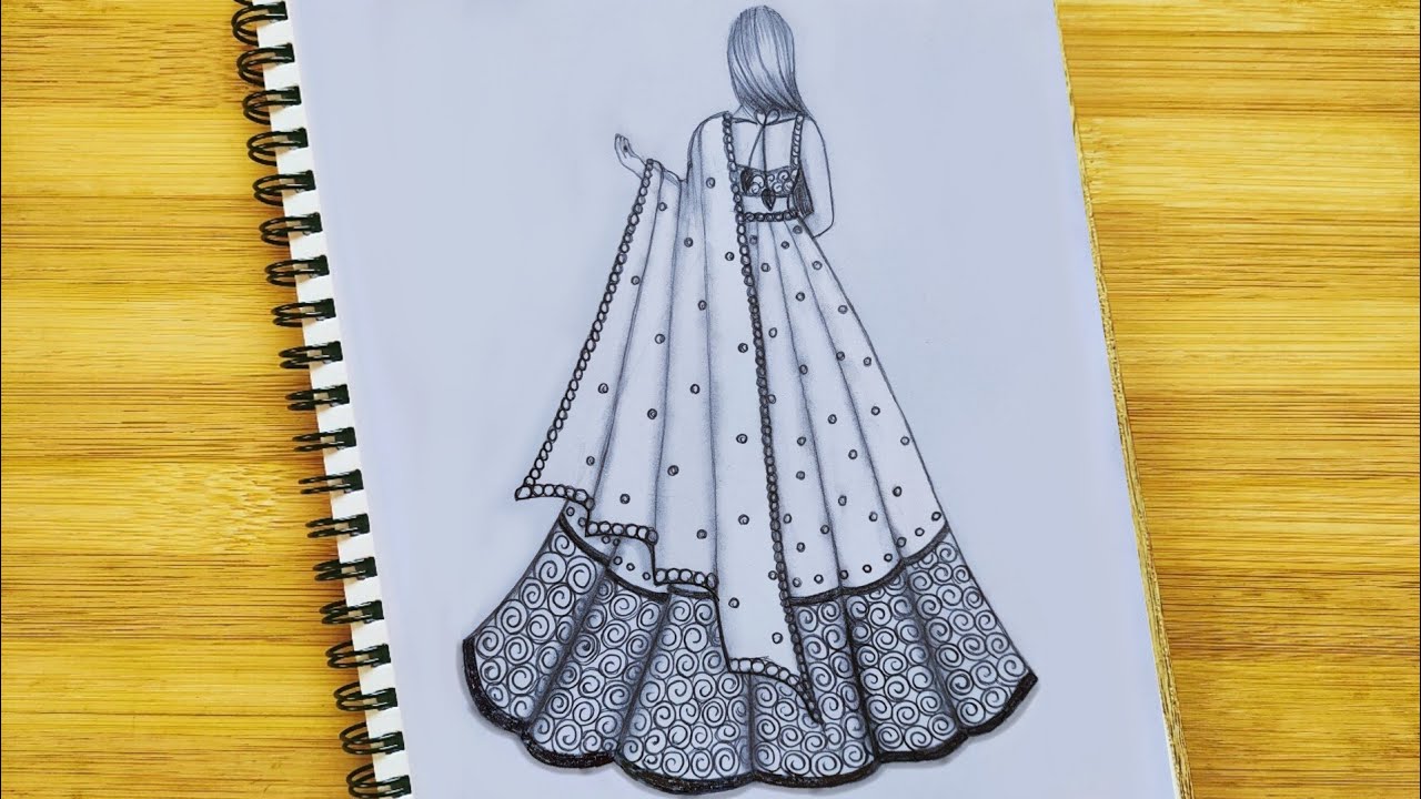 How to Draw a Girl in Lehenga ll Traditional Dress ll Girl Drawing