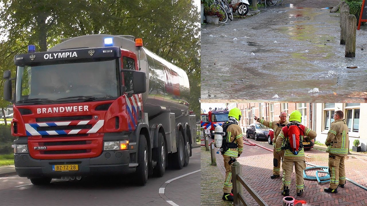 Grote waterlekkage in de binnenstad van Brielle