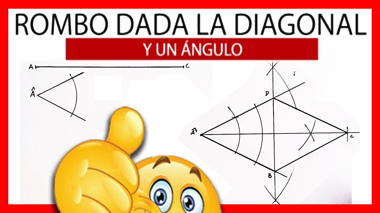 ♦️📐ROMBO dado un ÁNGULO y una DIAGONAL 💪 Construcción de un rombo conociendo un angulo y su diagonal