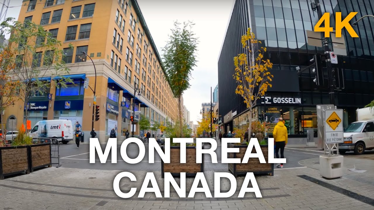 Amazing MONTREAL 🇨🇦 CANADA Rainy Walking Tour (Ultra HD 5K 60FPS) Virtual Street Walk in 4K