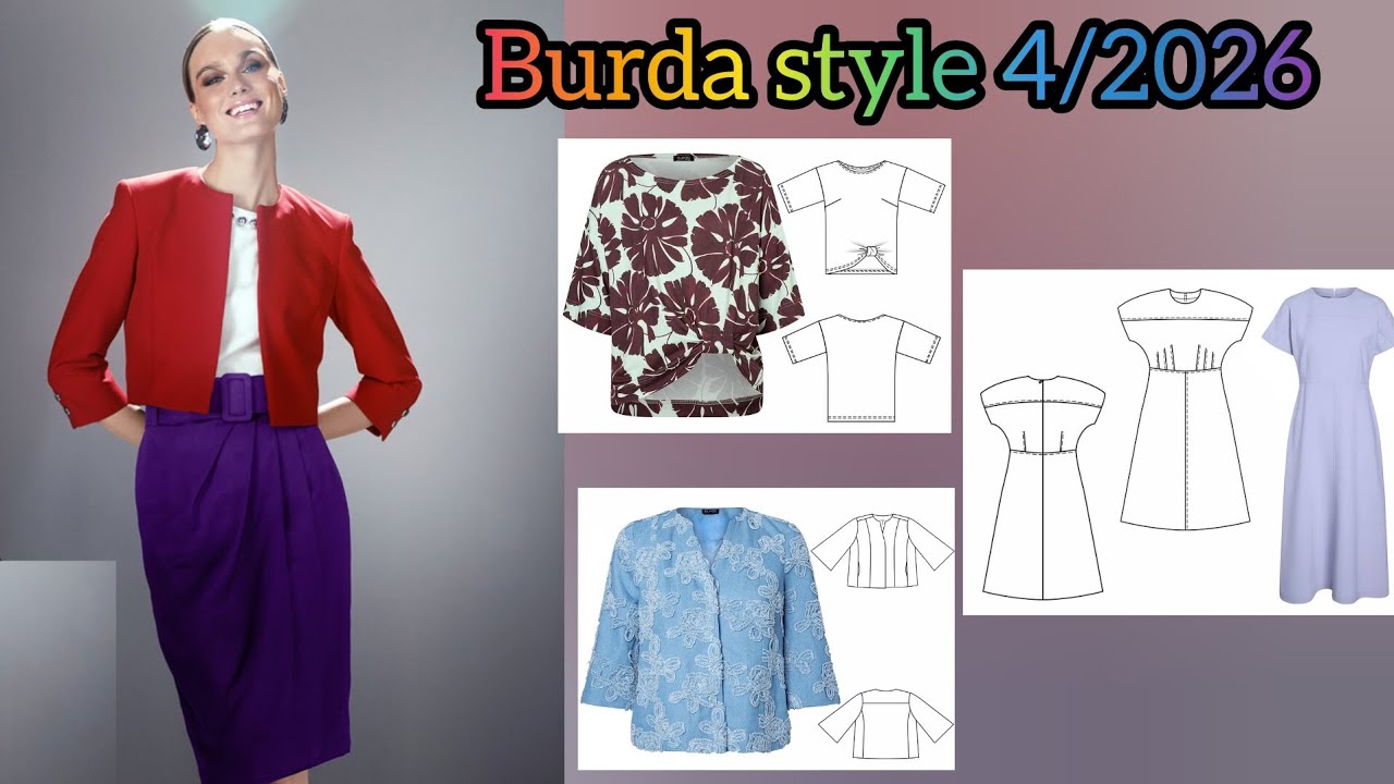 Burda style 4/2026 ,full preview and complete line drawing 
