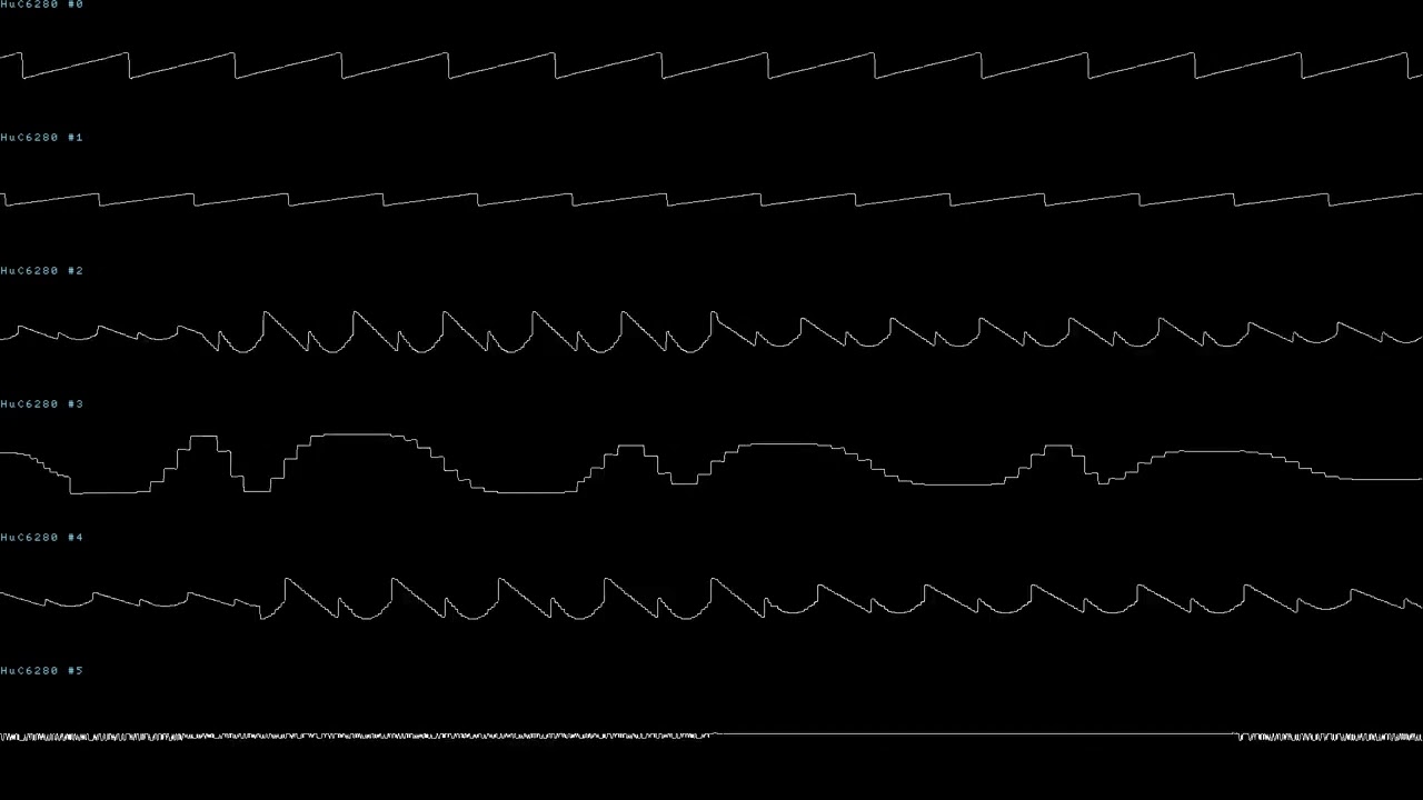 TG-16/PC Engine: Neutopia II - Sphere 6: Desert Zone (HuC6280) - Oscilloscope View